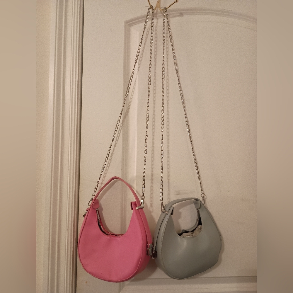Stylish Pink and Pale Blue Women's Handbag Set